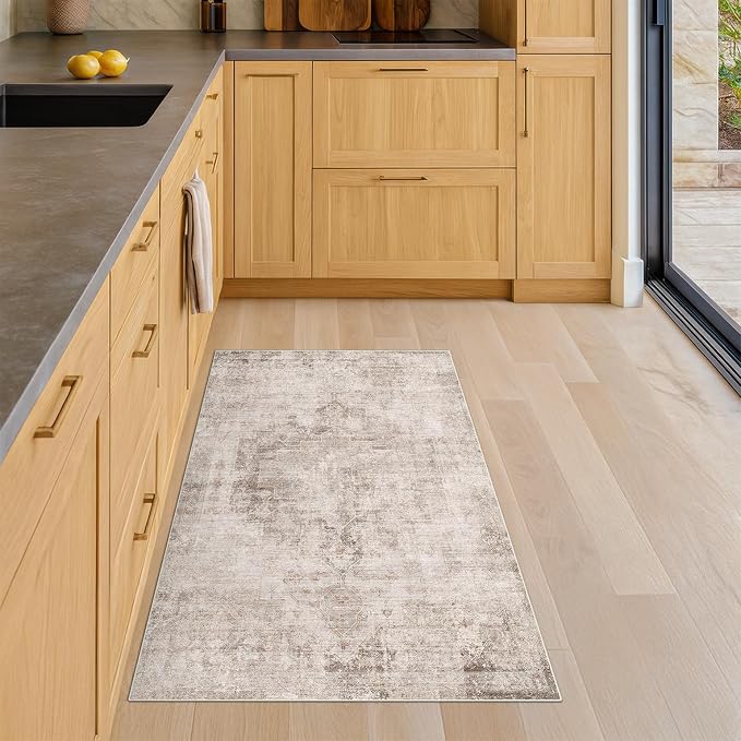 Light Brown 2x4 Runner Rug for Entryway Indoor, Kitchen Floor Waterproof - Image 3