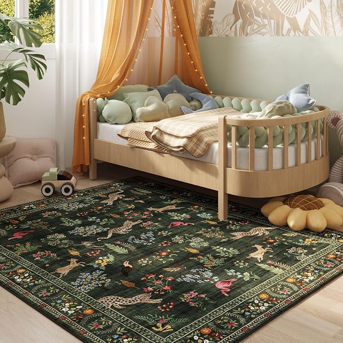 Rugcomf Living Room Rug 5x7 Rug Machine Washable Boho Area Rug Non Slip Floral - Image 6