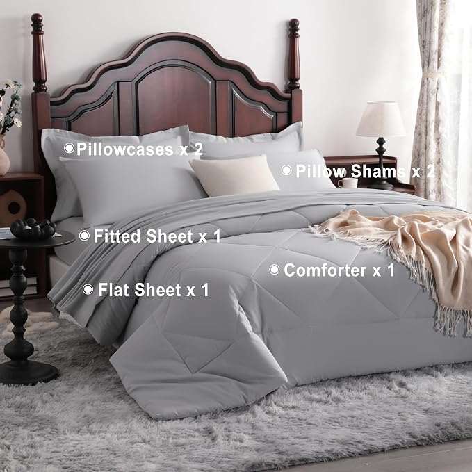 NTBAY King Comforter Set with Sheets, 7 Pieces Soft and Breathable King Bedding - Image 4