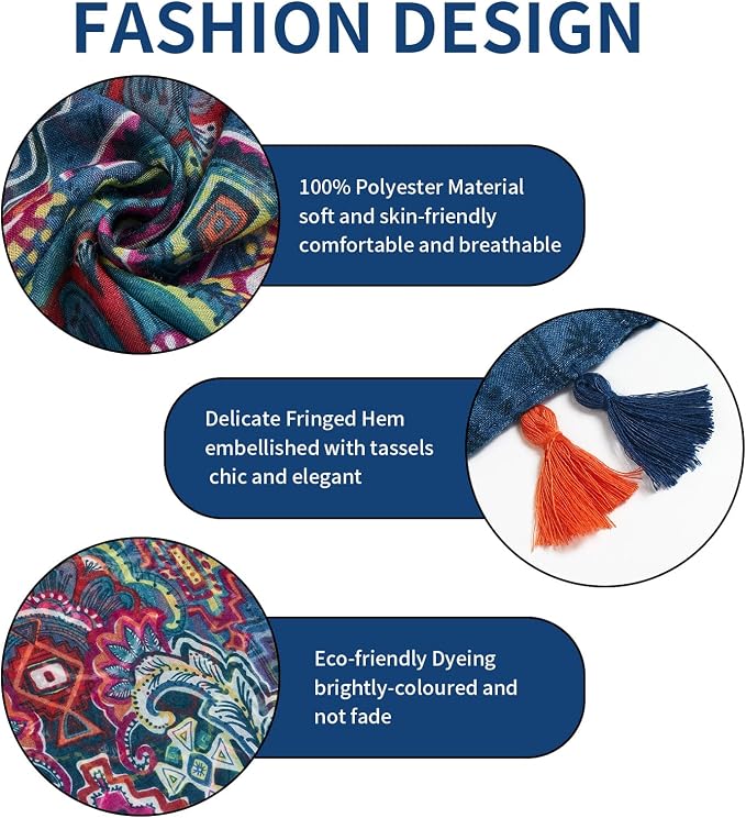 Scarf for Women Lightweight Soft Floral Leopard Printed Scarves Fall Winter - Image 2