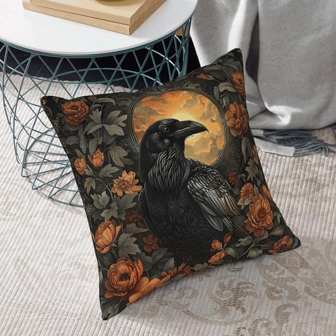Mystical Raven Art Print Decor, William Morris Abstract Vintage Floral Design - Image 5