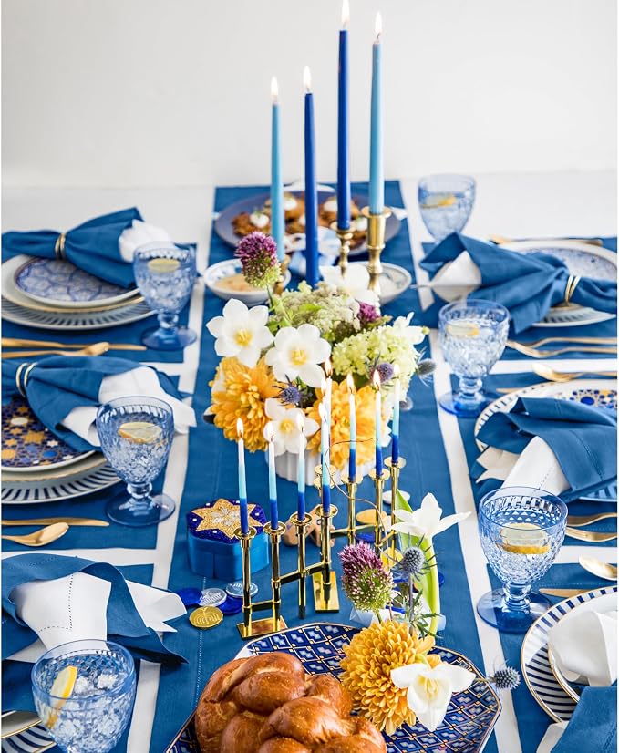 Solino Home Linen Indigo Blue Table Runner 132 Inches Long - Image 9