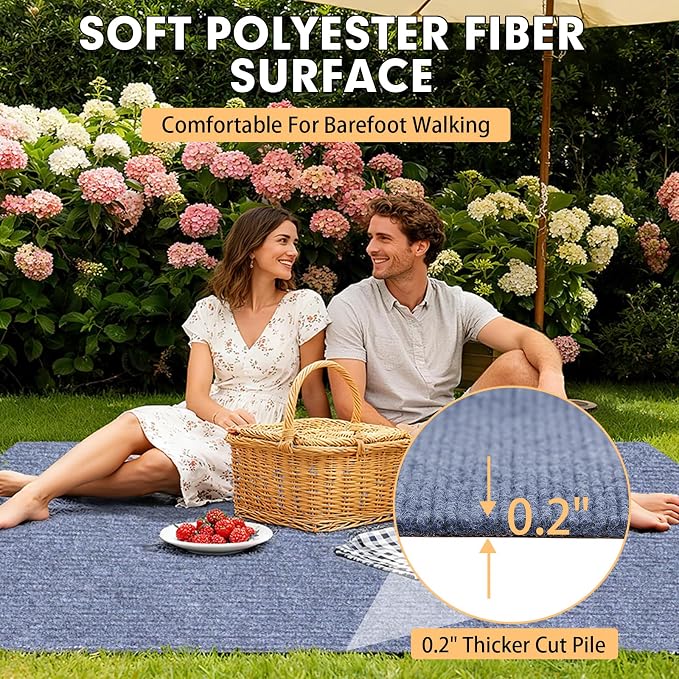 Marine Carpet, 6 FT x 10 FT Blue-Gray Indoor Outdoor Carpet 0.2" Thick Boat - Image 4