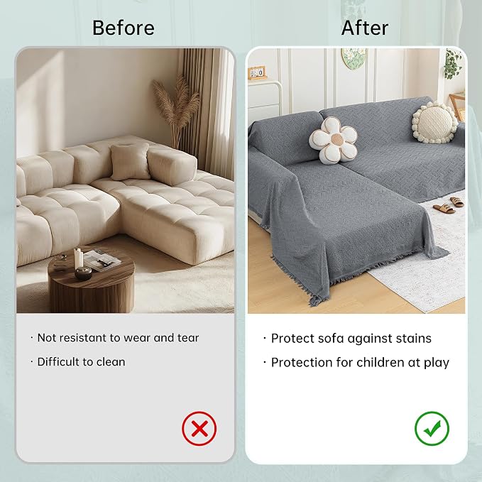 MYSKY HOME Couch Cover for Sectional Sofa, 2 Pieces Couch Covers for L Shape - Image 5