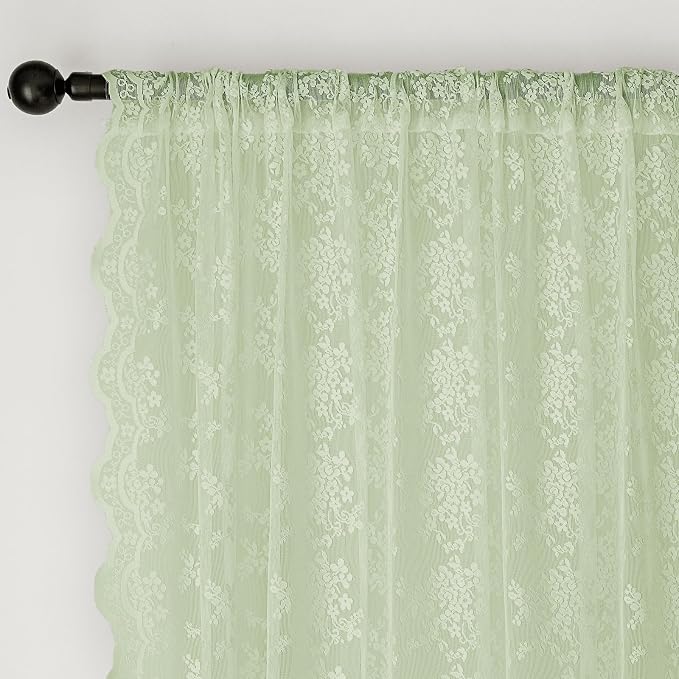 Anmao Vintage Lace Curtains 108 Inches Long 2 Panels, Romantic Semi Sheer - Image 6