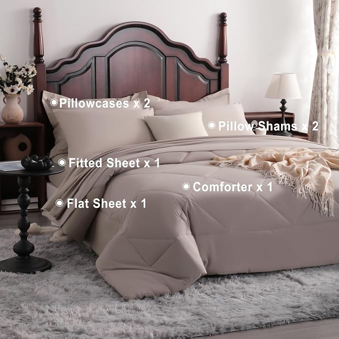 NTBAY King Comforter Set with Sheets, 7 Pieces Soft and Breathable King Bedding - Image 4