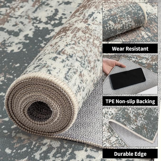 Ciicool 2x6 Washable Runner Rug, Modern Abstract Hallway Rugs Runner, Non-Slip - Image 4