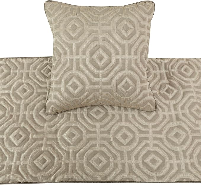 The HomeCentric King/Queen/Twin Beige Designer King 90"x18" Bed Runner - Image 2