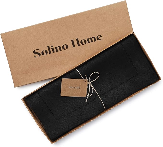 Solino Home Linen Black Table Runner 132 Inches Long - Image 5