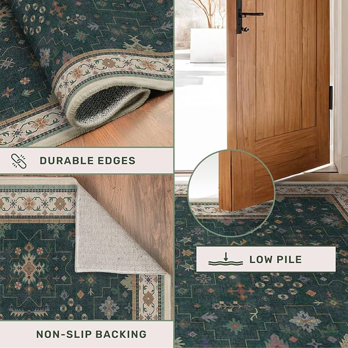 Vintage Dark Green 7x9 Dining Room Rugs - Image 5