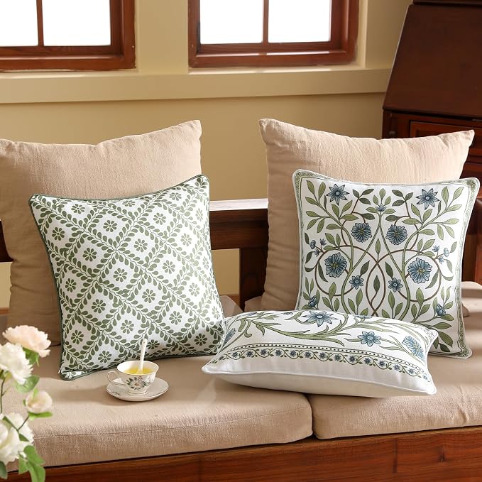 ISAENNE Design Fresh Linen Square Throw Pillow Covers 18"x18" Pack of 2 - Image 5