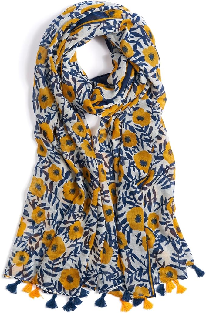 Scarf for Women Lightweight Soft Floral Leopard Printed Scarves Fall Winter by QIUTIMIY