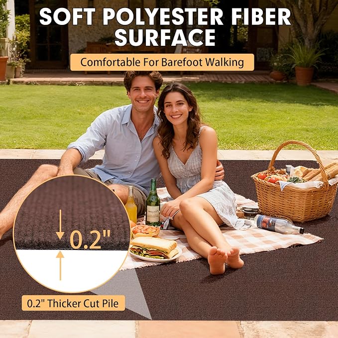 Marine Carpet, 6 FT x 10 FT Brown Indoor Outdoor Surface 0.2" Thick Boat Carpet - Image 4