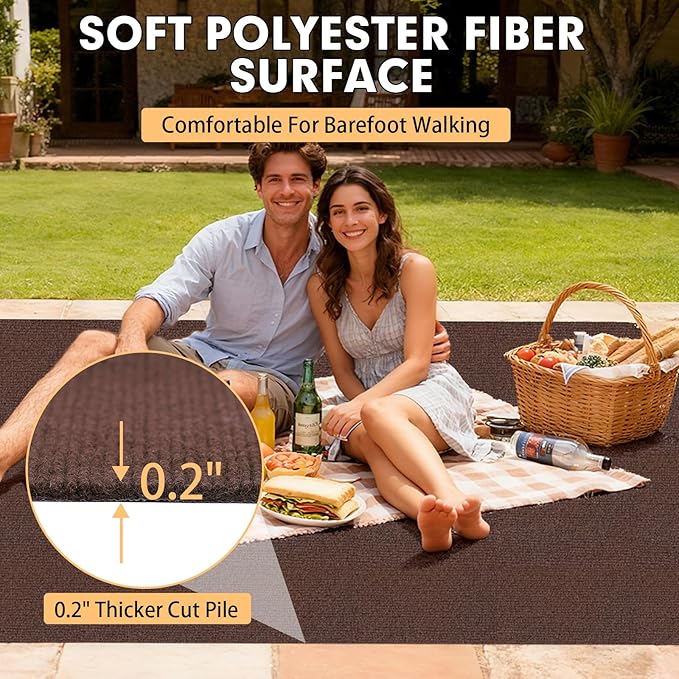 Marine Carpet, 6 FT x 23 FT Brown Indoor Outdoor Carpet 0.2" Thick Boat Carpet - Image 4