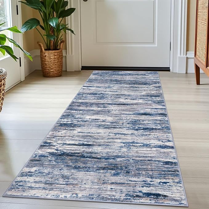 2x5 Modern Abstract Runner Rug for Hallways, Non-Shedding Washable Rug for by SiiloomRug