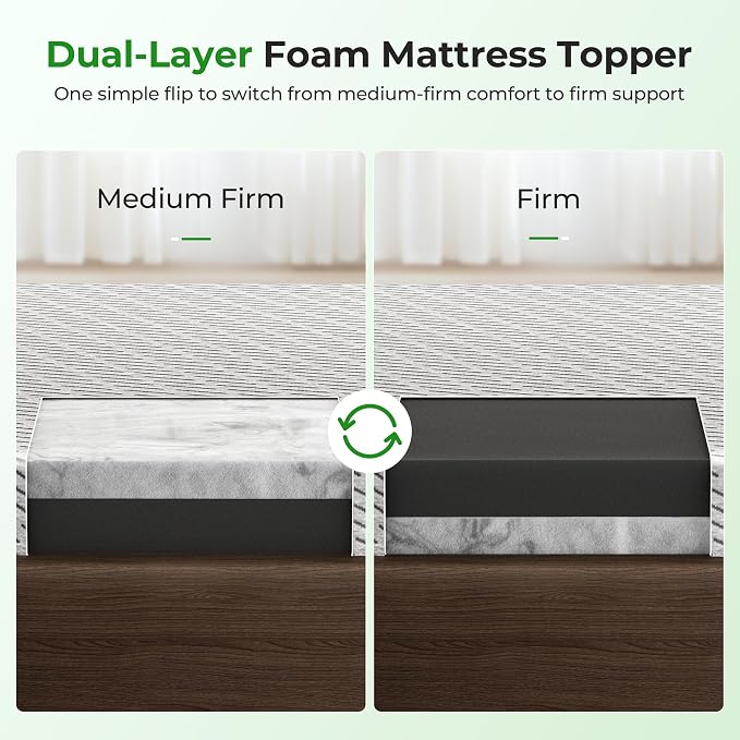 Bamboo Mattress Topper Full Size 3 Inch, Cooling Gel & Bamboo Charcoal Memory - Image 6