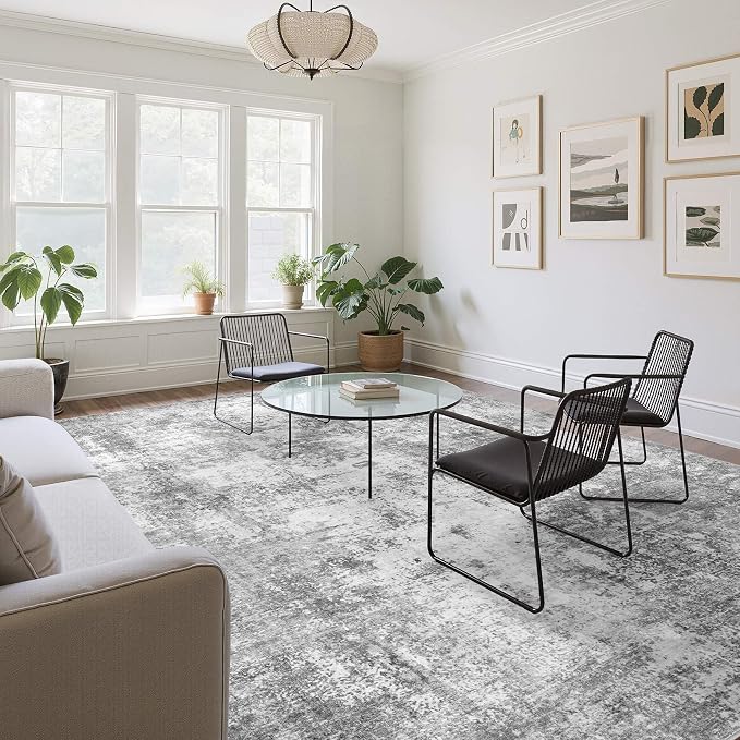 Washable 10X14 Area Rug: Modern Abstract Soft Non-Slip Indoor Rugs - Image 7