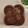 Xiashrk Knot Pillow Ball, Dark Brown Knotted Plush Throw Pillow Handmade Square by Xiashrk