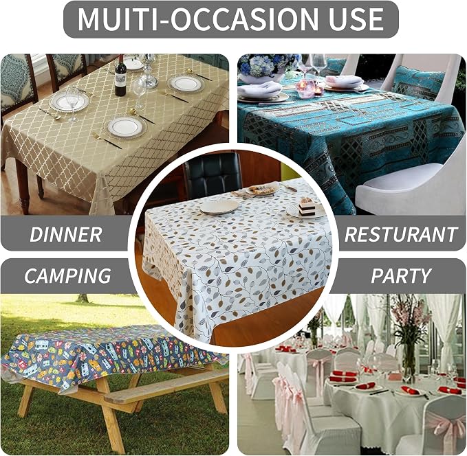 Rectangle Table Cloth, 100% Waterproof Tablecloth Oil Proof Spill Proof Vinyl - Image 6