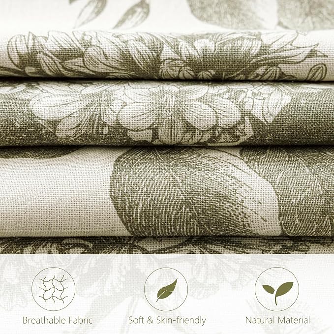 Foindtower Set of 2 Linen Floral Throw Pillow Covers Neutral Vintage Print - Image 2