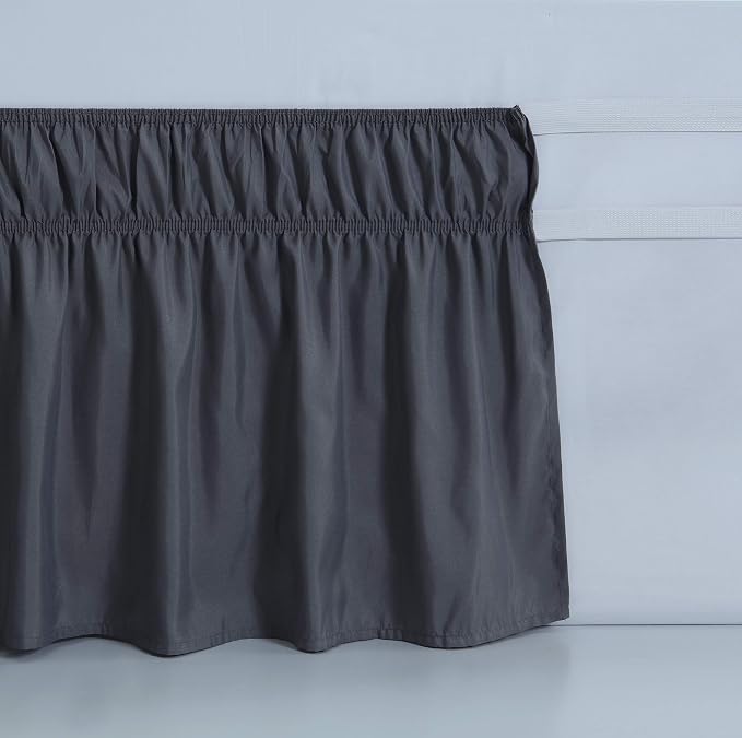 MEILA Wrap Around Bed Skirt Three Fabric Sides Elastic Dust Ruffled 14 Inch - Image 4