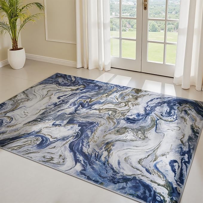 3x5 Washable Area Rugs for Living Room, Modern Abstract Rug Entryway Kitchen - Image 3