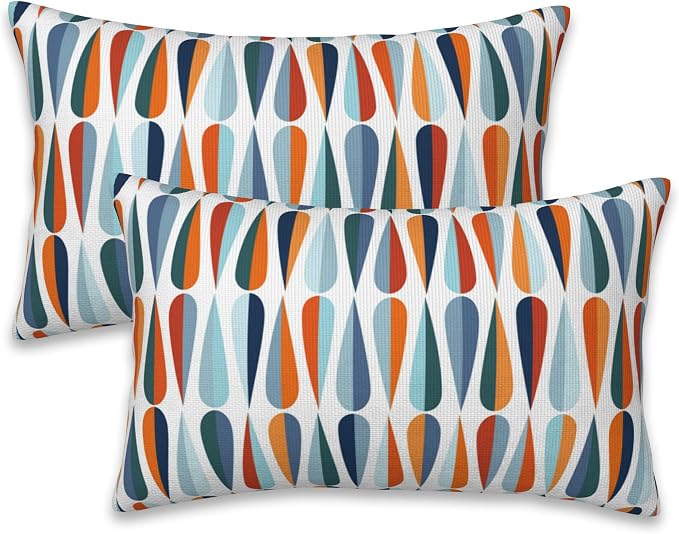 Mid-Century Drop Shapes Throw Pillow Cover Case Modern Retro Style Throw by Naqiuli