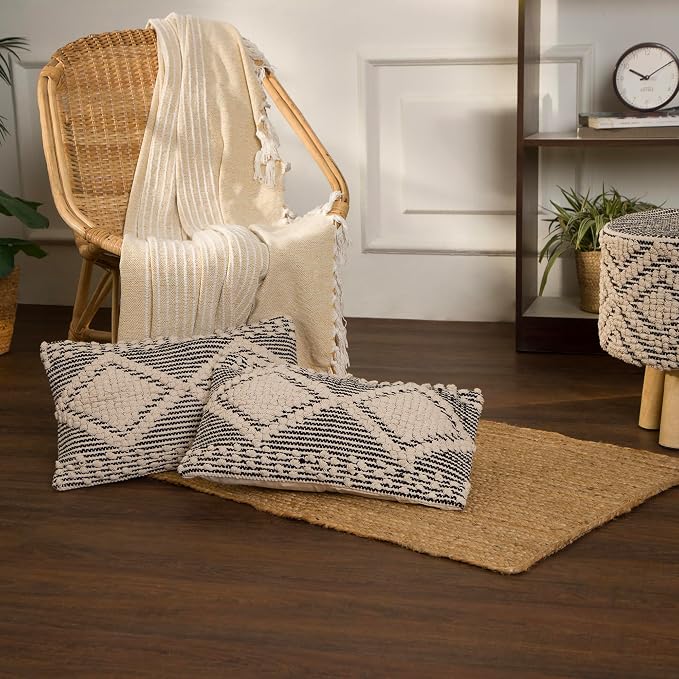 REDEARTH · Boho Textured Throw Pillow Cushion Covers- Lumbar Woven Tufted - Image 8