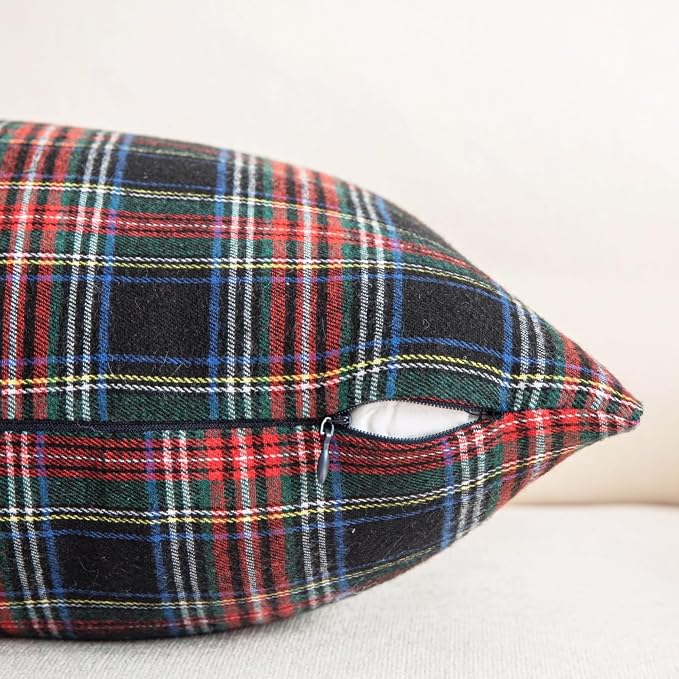 AQOTHES Pack of 2 Christmas Plaid Decorative Throw Pillow Covers Scottish - Image 3