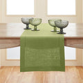 Solino Home Linen Moss Green Hemstitch Table Runner 36 Inches by SolinoHome