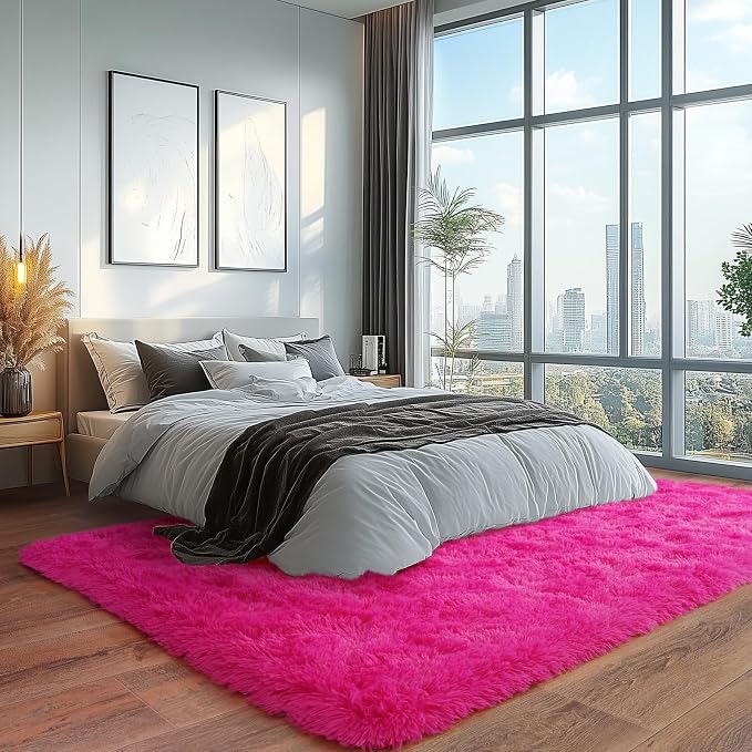 Extra Large 9x12 Feet Fuzzy Rug Hot Pink Fluffy Rug - Image 4