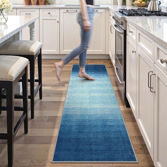 Wonnitar Ombre Blue Washable 2x6 Runner Rug - Image 2
