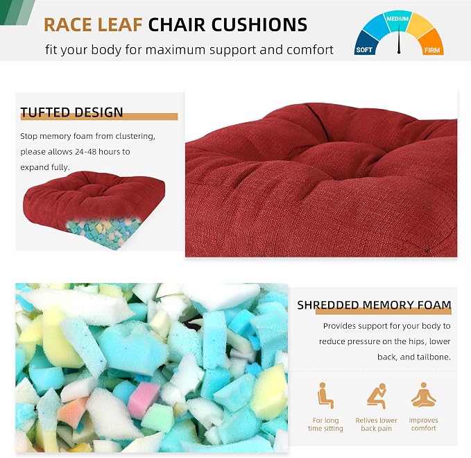 RACE LEAF 19" x 19" Patio Chair Cushions Red - Image 2