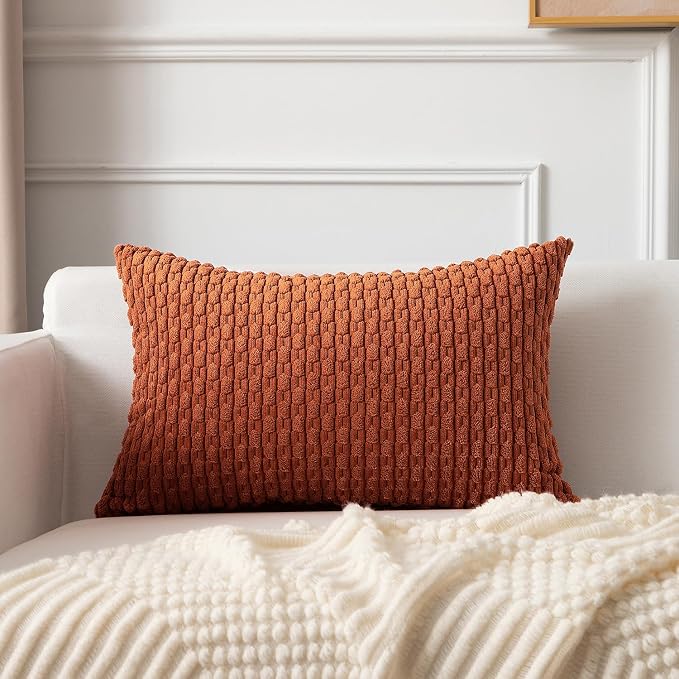 Kevin Textile Fall 14x24 Inch Pillow Cover 1 Pack Boho Decorative Soft Striped by KevinTextile