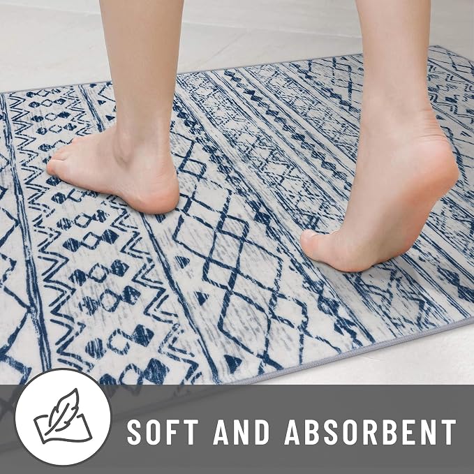 KUTA Area Rug 5x7, Moroccan Large Blue White Rugs Washable Boho Non-Slip - Image 7