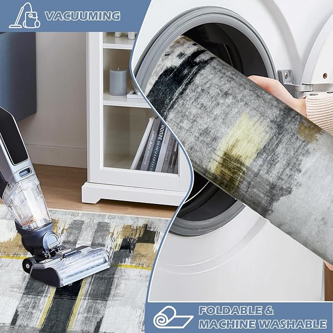 Runner Rug Washable 3x76 FT, Non Slip Rubber Backing Abstract Carpet, Soft Area - Image 5