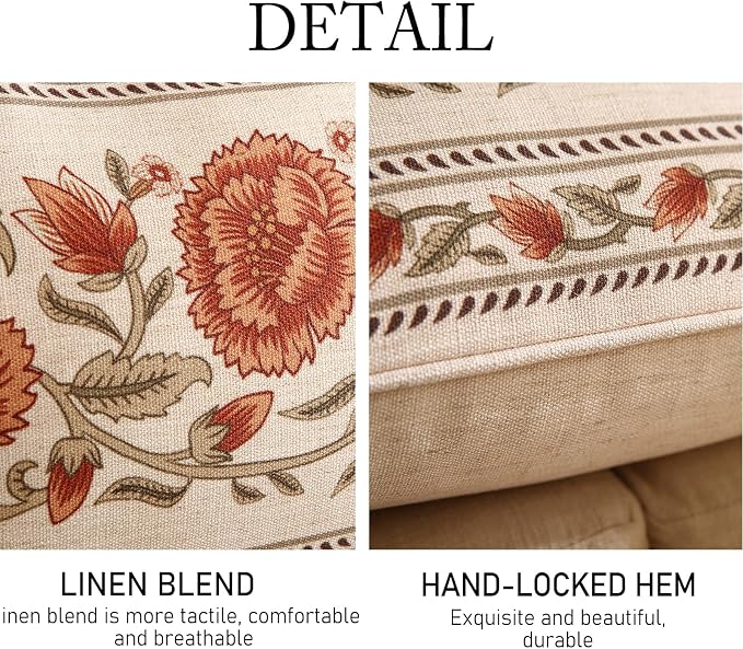 ISAENNE Design Linen Rectangle Vintage Throw Pillow Covers 12"x20" Pack of 2 - Image 4