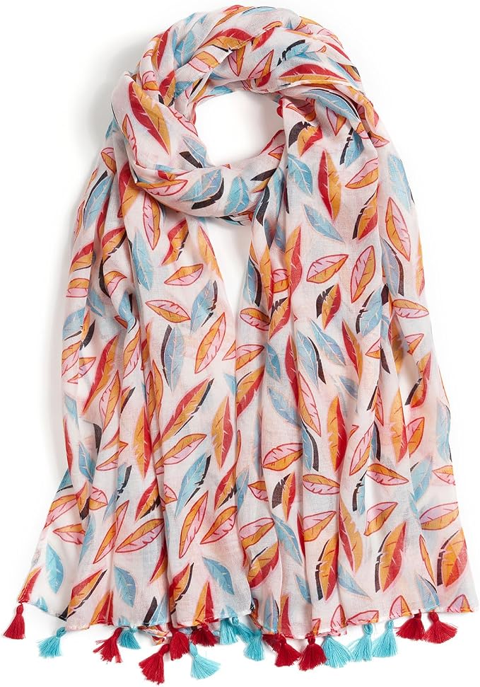 Scarf for Women Lightweight Soft Floral Leopard Printed Scarves Fall Winter by QIUTIMIY