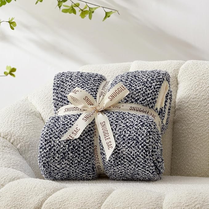 Snuggle Sac Heather Navy Oversized Twin-XL Size Blanket, Super Soft, 66x90 - Image 3