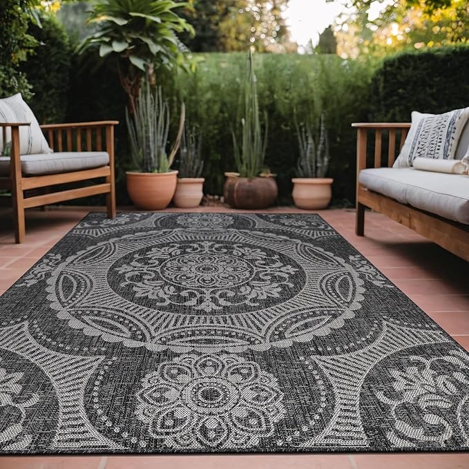 Medallion Outdoor Rug 6x9 Washable Outside Carpet by Unknown