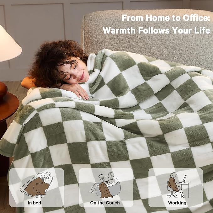 Sage Green Heated Blanket Electric Twin Size, 62X84 Heating Blanket - Image 5