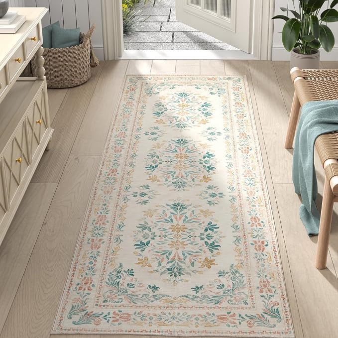 jinchan Hallway Runner Rug 2x8 Vintage Floral Distressed Design by JINCHAN
