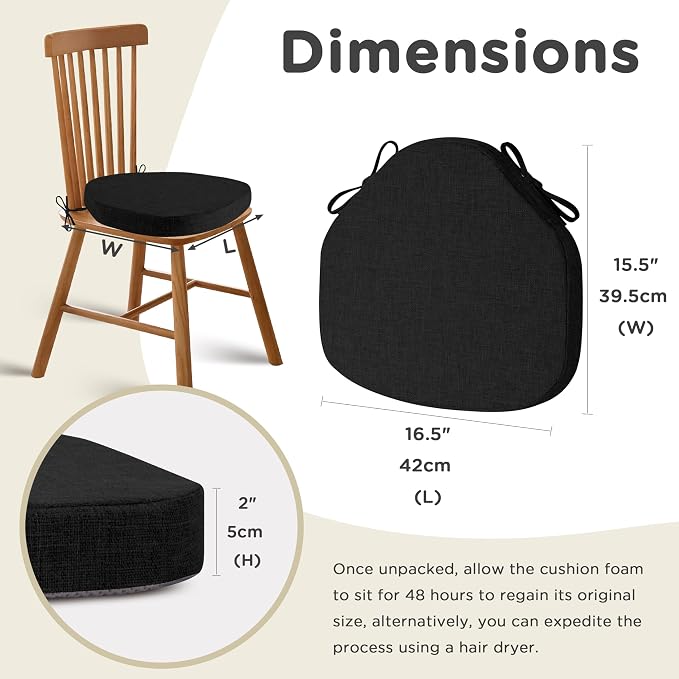 AddGrace Chair Cushions for Dining Chairs Set of 6 Windsor Kitchen Chair - Image 2