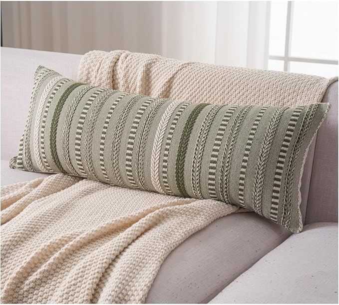 Boho Lumbar Pillow Covers 14x36 Long, Farmhouse Decorative Couch Pillow Cases by Cethom