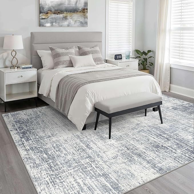 4x6 Rug Washable Area Rugs: Neutral Abstract Soft Modern Stain Resistant Small - Image 4