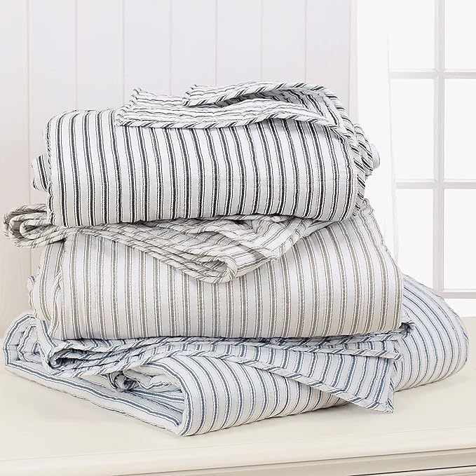 Levtex Home Tobago Stripe Taupe Reversible Full/Queen Quilt Set and 2 Pillow - Image 7