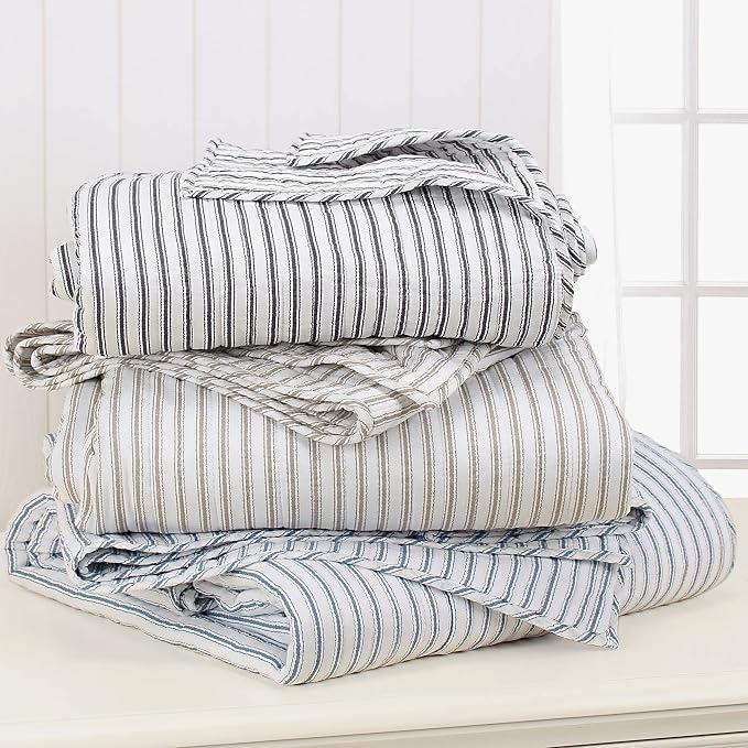 Levtex Home Tobago Stripe Taupe Reversible Twin XL/Twin Quilt Set - Image 8