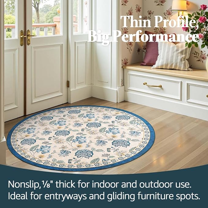 jinchan Elora 4ft Floral Round Rug - Image 4