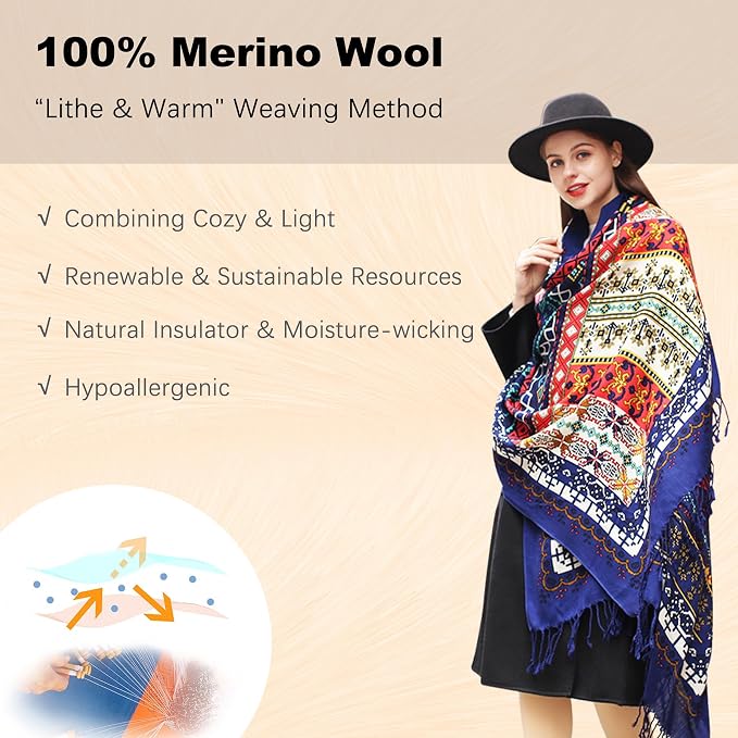 DANA XU 100% Merino Wool Pashmina Shawl - Image 4