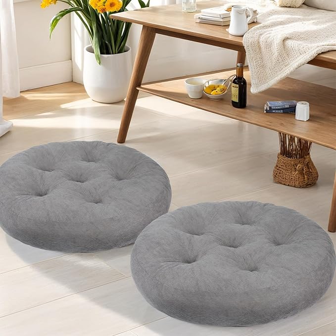 Meditation Floor Pillow Set of 2, Round Large Pillows Seating by Unknown